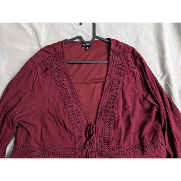 Torrid Dress Red Gauze Boho Skater Lined Flowy Bell Sleeve Womens Size 3X - Picture 3 of 16